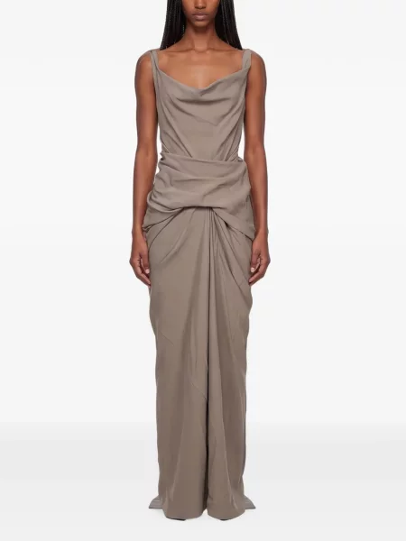 Rochie Rick Owens fără mâneci drapată gri