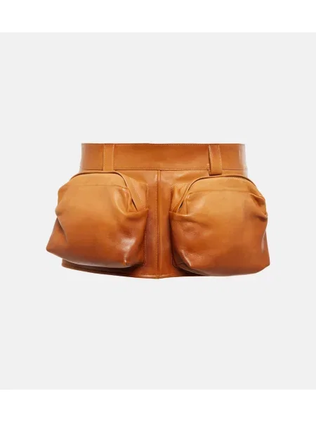 Fustă din piele Miu Miu bej