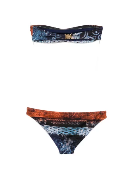 Bikini Balmain cu imagine cu imprimeu abstract portocaliu