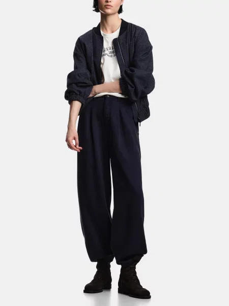 Бомбер Emporio Armani темно-синій бавовна/вовна синій