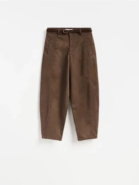 Reserved Pantaloni barrel cu curea maro