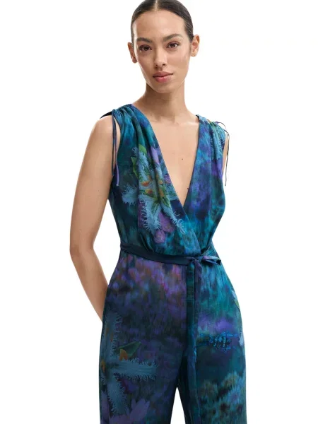 Kombinezon Desigual z głębokim dekoltem niebieski