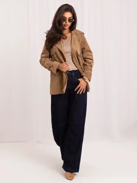 Palton Italy Moda cu două rânduri de nasturi albastru