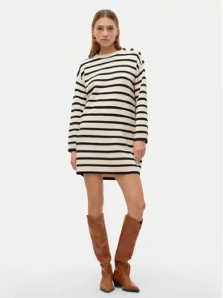 VERO MODA Úpletové šaty VMSABA béžová černá