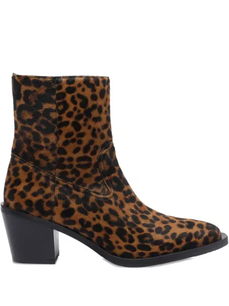 Cizme scurte Stuart Weitzman cu imagine cu model leopard maro