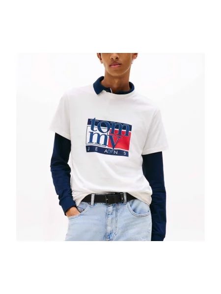 Tricou Tommy Jeans cu mâneci scurte alb