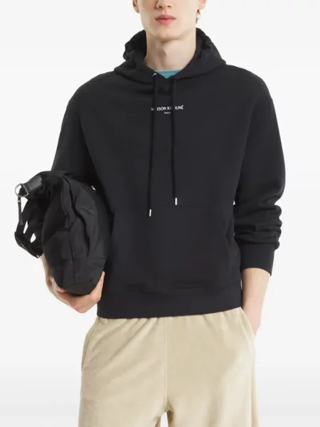 Hanorac cu glugă Maison Kitsune cu imagine negru