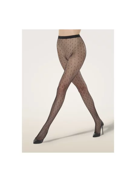 Rajstopy Wolford w grochy czarne