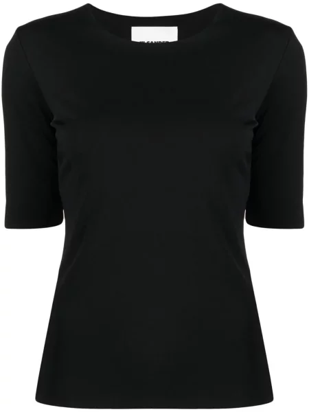 Tricou Jil Sander cu decolteu rotund scurt negru