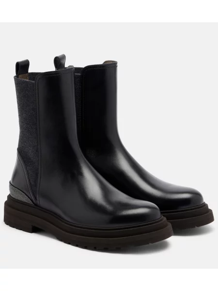 Botine chelsea Brunello Cucinelli din piele negru