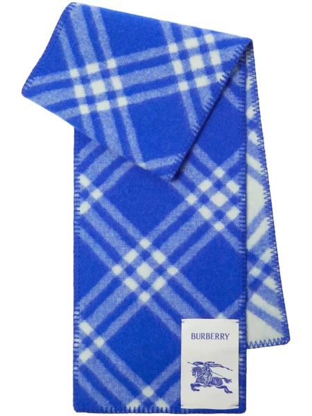 Fular Burberry de lână în carouri cu imagine albastru