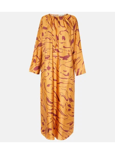 Jedwabna maksi sukienka maxi Asceno garniturowa pomarańczowa