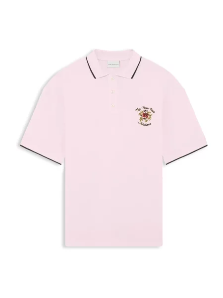 Drôle de Monsieur polo Polo Piqué Slogan Rose różowa
