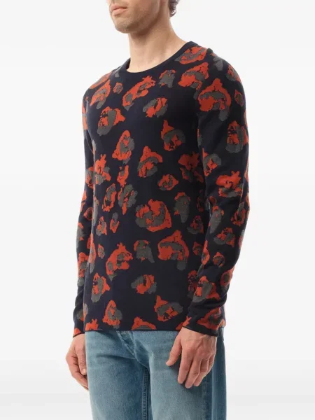 Pulover Lanvin cu model leopard din jacard albastru