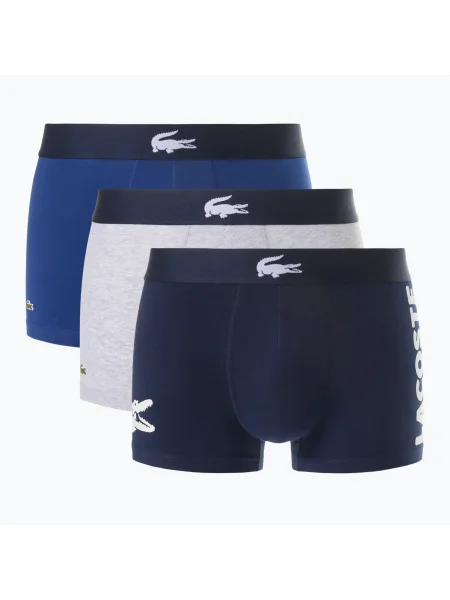 Boxeri pentru bărbați Lacoste navy blue/white/silver ch alb