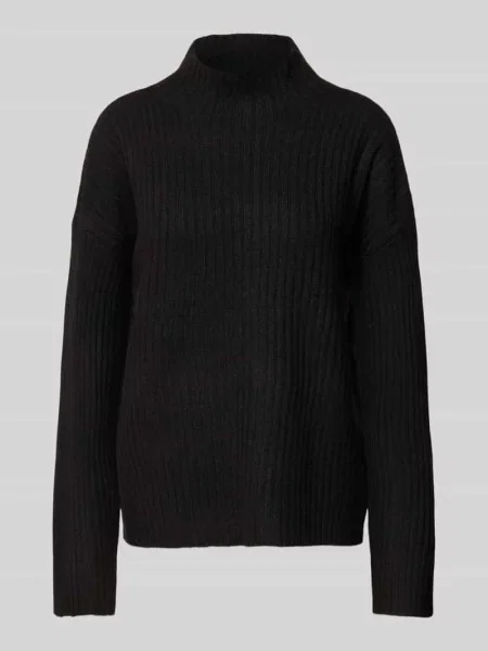 Sweter z dzianiny o luźnym kroju z półgolfem model ‘TULLE’ Pieces czarny