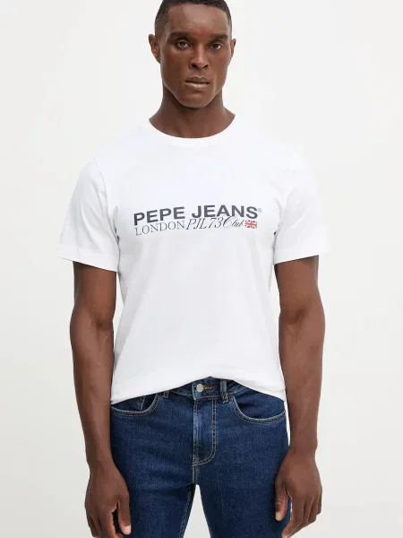 Тениска Pepe Jeans с принт бяло