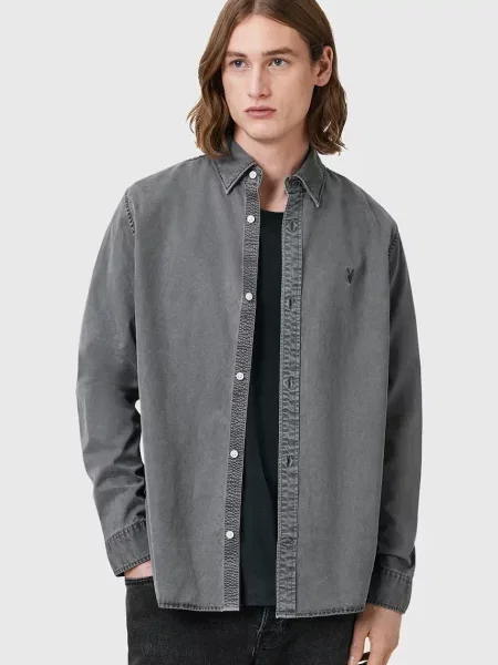 Košile AllSaints BODHI relaxed s klasickým límcem šedá