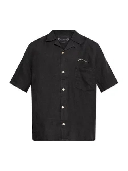 AllSaints koszula lniana TRI czarna