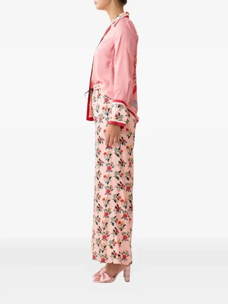 Pantaloni Camilla cu model floral cu imagine roz