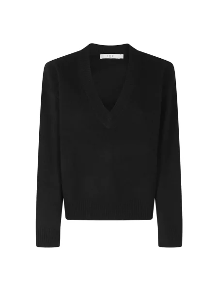Sweter Iro wełniany z dekoltem w serek czarny