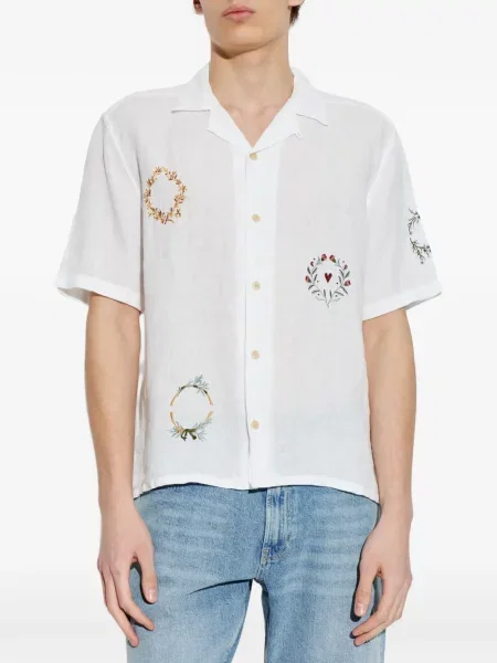 Cămașă Allsaints cu broderie alb