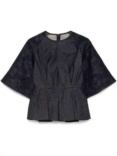 Top Elie Saab cu broderie albastru