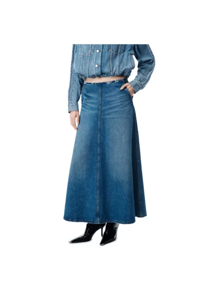 Spódnica jeansowa Alexander Wang do kolan w kształcie litery A niebieska