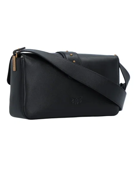 Usnjena klasična pisemska torbica Pinko črna