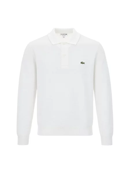 Dzianinowa koszulka polo Lacoste z długim rękawem biała