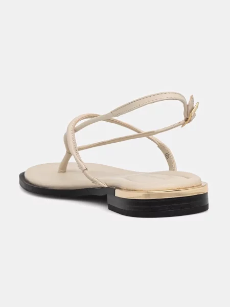 Tommy Hilfiger sneakersy skórzane GOLD HEEL DRESSY SANDAL beżowe