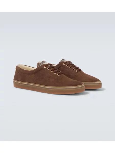 Sneakerși Brunello Cucinelli din piele de căprioară maro