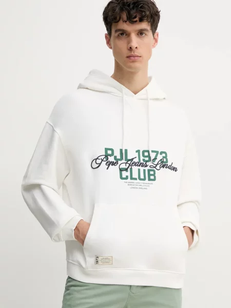 Суичър с качулка Pepe Jeans с качулка с апликация бяло