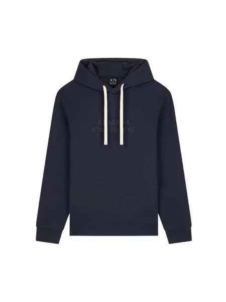 Bluza z kapturem Armani Exchange z kapturem niebieska