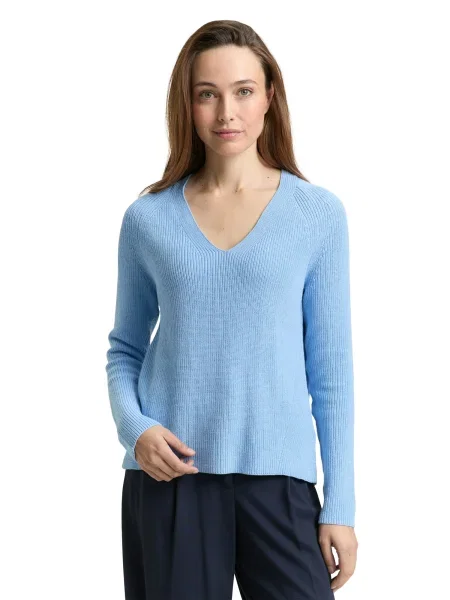 TOM TAILOR Pulover deschis albastru