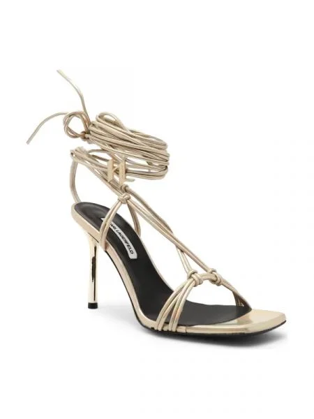 Karl Lagerfeld De piele sandale cu subțire GALA Shimmer Longlace auriu