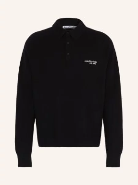 Acne Studios Dzianinowa Koszulka Polo schwarz czarne