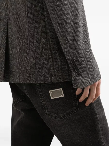 Sacou Dolce & Gabbana cu model herringbone gri