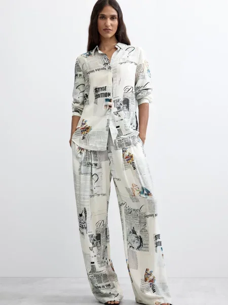 Desigual Bluză albastru gențiană / galben muștar / negru alb