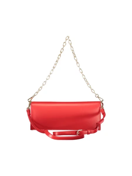 Lniana torebka Valentino Bags czerwona