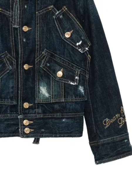 Geacă de blugi Dsquared2 zdrențuiți albastru