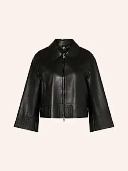 Marc Cain Kurtka Skórzana schwarz czarna