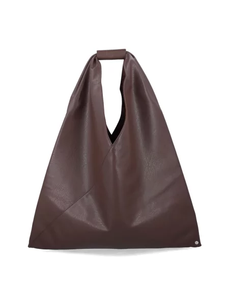 Lniana torebka Mm6 Maison Margiela klasyczna brązowa