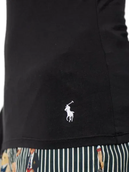 Къс топ Polo Ralph Lauren бродиран на райета сиво