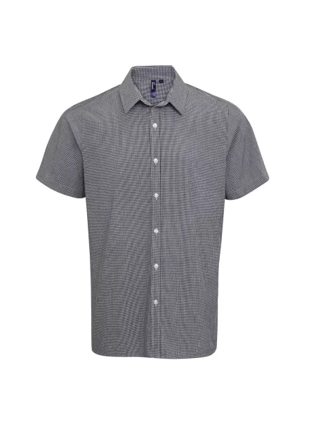 Koszula Z Krótkim Rękawem W Kratkę Micro Gingham biała