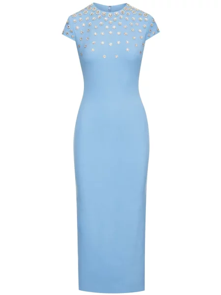 Rochie midi Oscar De La Renta de cristal până la genunchi de costum albastru