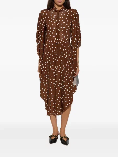 Rochie Vetements cu buline asimetrică maro
