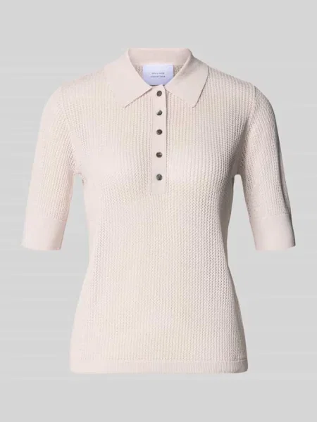 Polo z dzianiny ażurowej Style Icon Collection różowa