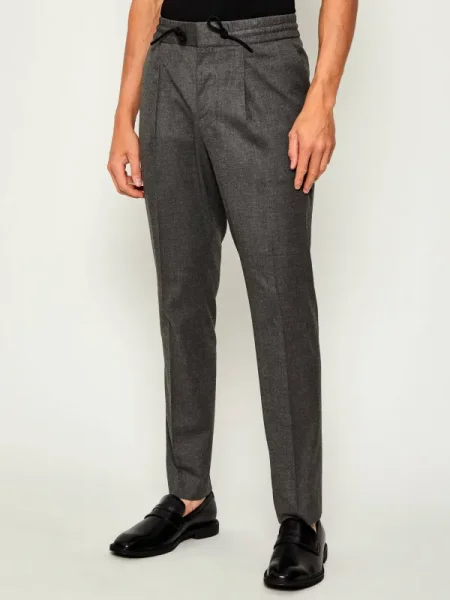 HUGO Pantaloni cu adaos de lână gri