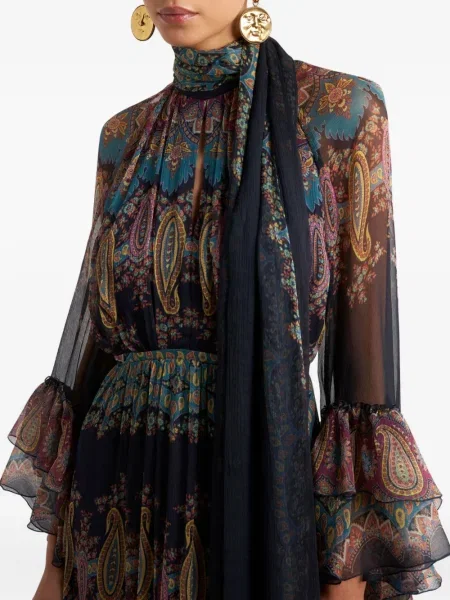 Rochie maxi Etro cu imagine cu model paisley de costum albastru